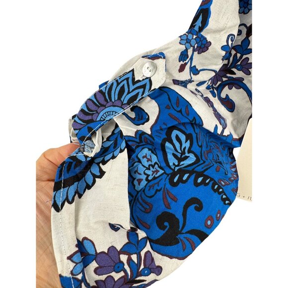 Fig +‎ Flower floral paisley tie waist roll tab sleeve boho beachy dress - Picture 6 of 7